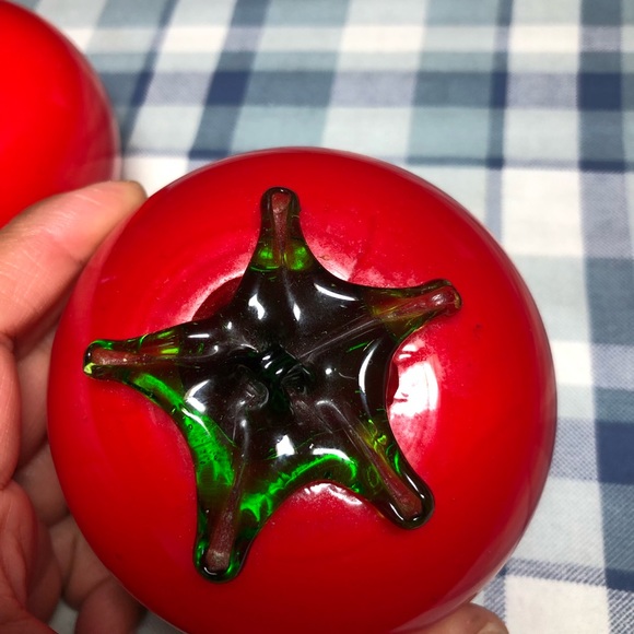 Glass Red Tomatoes lot of 2 - Picture 2 of 6